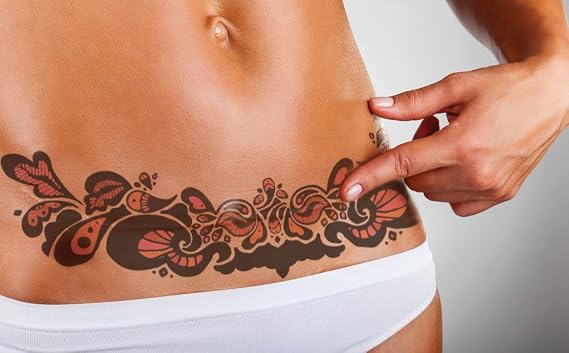 TuckTats Kennis Temporary Tattoo for Scars Realistic Waterproof Scar Cover Tattoo for Tummy Tuck, Mastectomy, C-Section & Top Surgery Bold Abstract Design, Long Lasting 57 Days