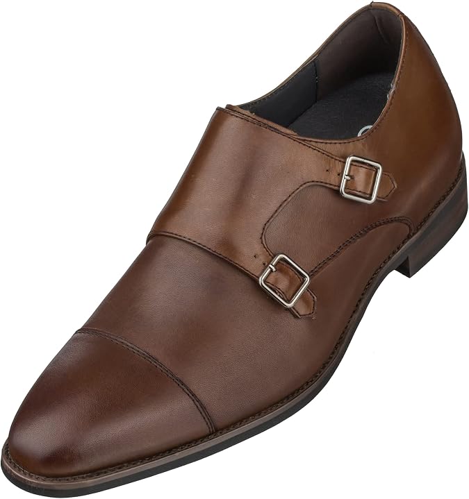 CALTO Men's Invisible Height Increasing Elevator Shoes - Premium Leather Slip-on Lightweight Casual Loafers - 3 Inches Taller