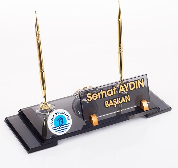 Crystal Office Desktop Nameplate with Office, Mayor's Office Desk Nameplate Logo with Office Mayor's Logo
