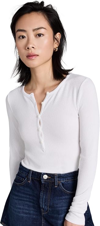 rag & bone Women's The Rib Knit Henley Top