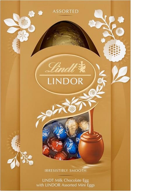 Lindt LINDOR Assorted Easter Egg Gift, 215g - Perfect for Easter gifting - containing LINDOR truffles with a smooth melting filling and a Lindt egg