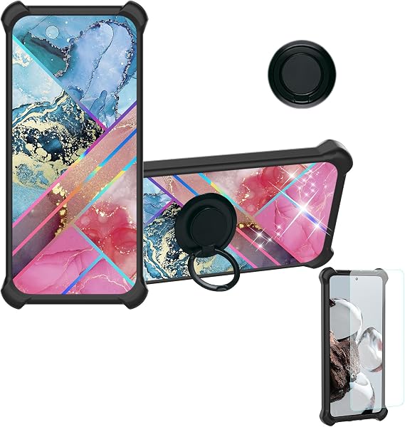 OSNCG Case Compatible for Tripltek T Mini Phone Case Cover [with Tempered Glass Screen Protector][Hard PC + Soft Silicone][Ring Support] [Colorful Reflect Light] IMDH-WSS