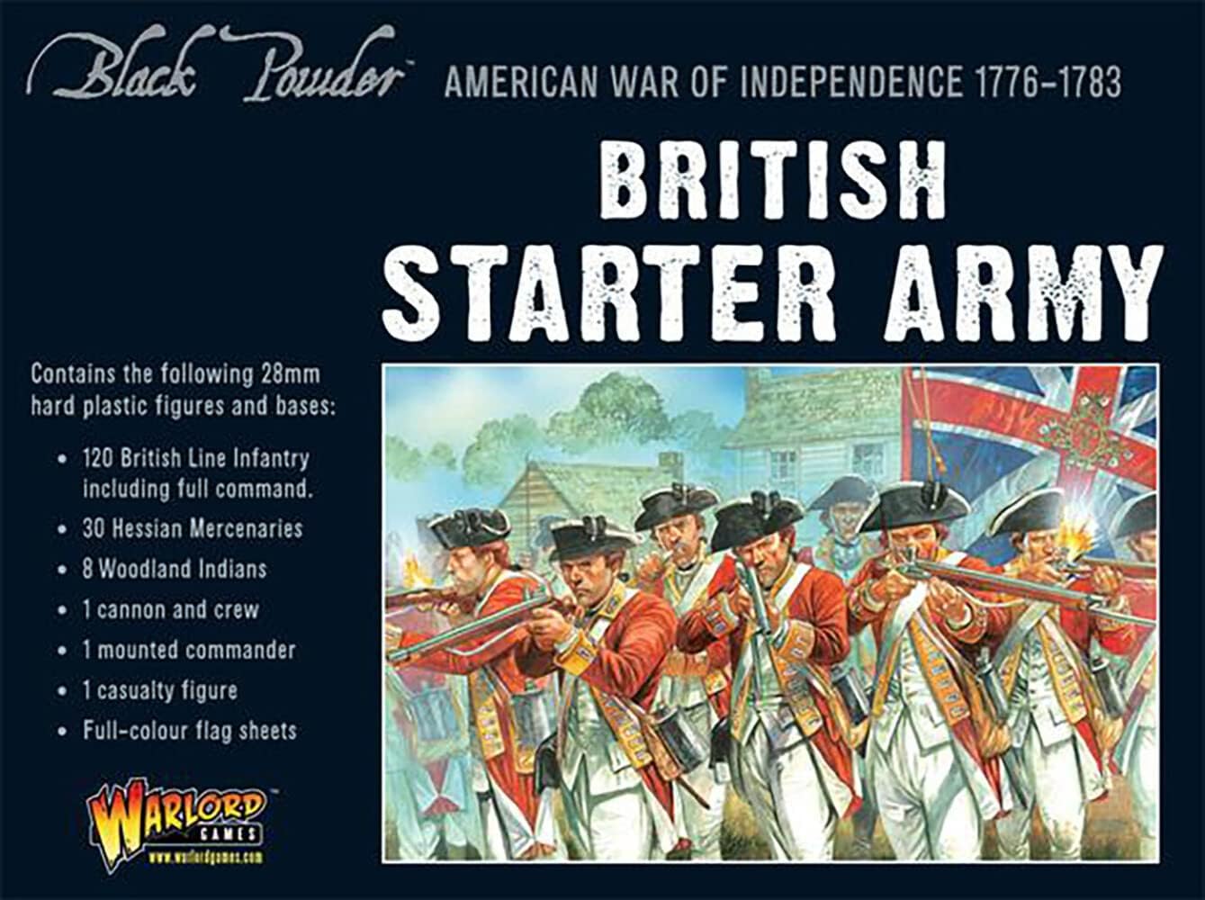 Warlord Black Powder Revolutionary War British Starter Army Tabletop Miniatures - Plastic Paintable Miniature 1700-1900 Soldiers Set, Unpainted Table Top 28mm Military Minifigures for Adults, Gaming