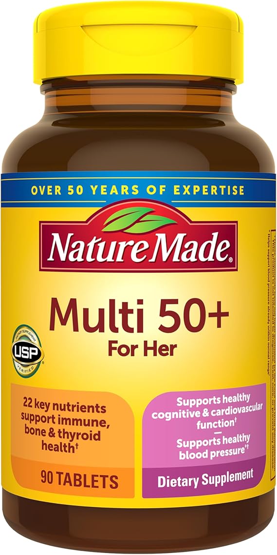 Nature Made Multivitamin For Women 50+ No Iron, Multivitamins for Women 50 Plus, Daily Nutritional Support, Nature Made Multi Vitamins, 90 Tablets, 90 Day Supply