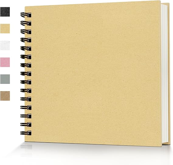 Popotop 8x8 Inch Scrapbook Photo Album, 60 Page Decorative Kraft Paper Book for 4x6 Pictures, DIY Memory Photo Albums as Gifts for Wedding Baby Christmas School Family