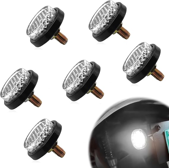6PS Reflective with Bolts and Nuts,Motorcycle Mini Decorative,M5 Screw Motorcycle License Plate,Round Reflector for Motorcycle,Universal Motorcycle,Bicycle,Tractor Accessories (white)