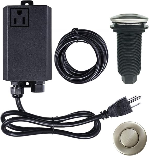Garbage Disposal Air Switch Kit Sink Top Waste Disposal Long Stainless Steel Brushed Nickel On/Off Air Button Food and Waste Disposals Part by Etoolcity