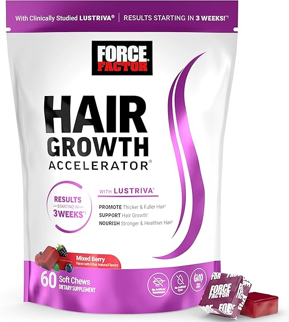 Force Factor Hair Growth Accelerator Soft Chews with Lustriva