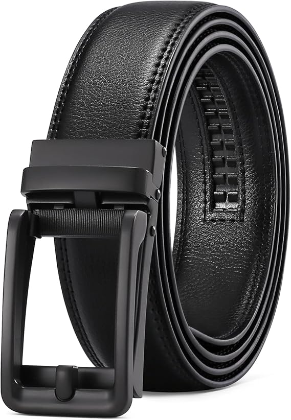 SENDEFN Men's Leather Dress Casual Belt 1 3/8" Automatic Adjustable Click Buckle Belts with Gift Box