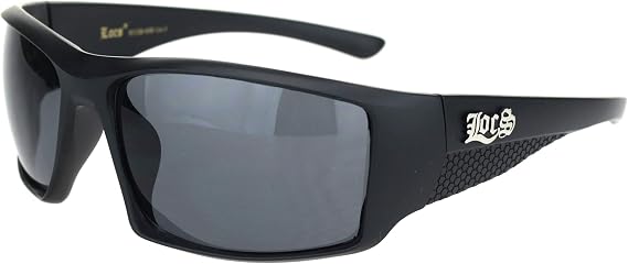 Locs Sunglasses Hardcore Shades Mens Rectangular Wrap Around Black UV 400