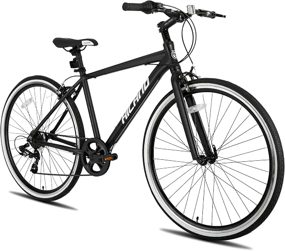 Hiland 700C Wheels Hybrid Bike for Mens and Womens, Step-Over or Step-Through Frame, Urban Commuter Bike, 7 Speeds Road Bicycle for Adult