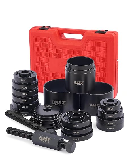 OMT Wheel Bearing Press Kit for Front Wheel Bearing Removal & Installation | 24pc Wheel Bearing Puller Tool Set with Sliding Screws Bushings and Sleeves, Red Case