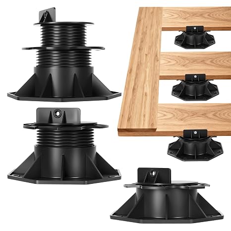 20Pack Deck Support Base Kit Adjustable Pedestal for Leveling Joists, Heavy Duty PP Material, Height Adjustable 0.6"-5.5", Load Capacity up to 4600 lbs, Non-Slip Base for Terrace, Walkway, Shed