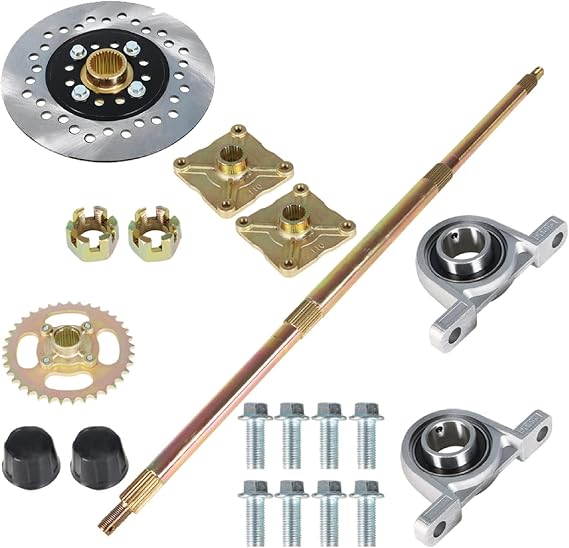 Labwork 1.2x 32 Live Rear Axle Kit + Disc Wheel Hub Replacement for 428 Sprocket Go Kart ATV Quad and Drift Trikes