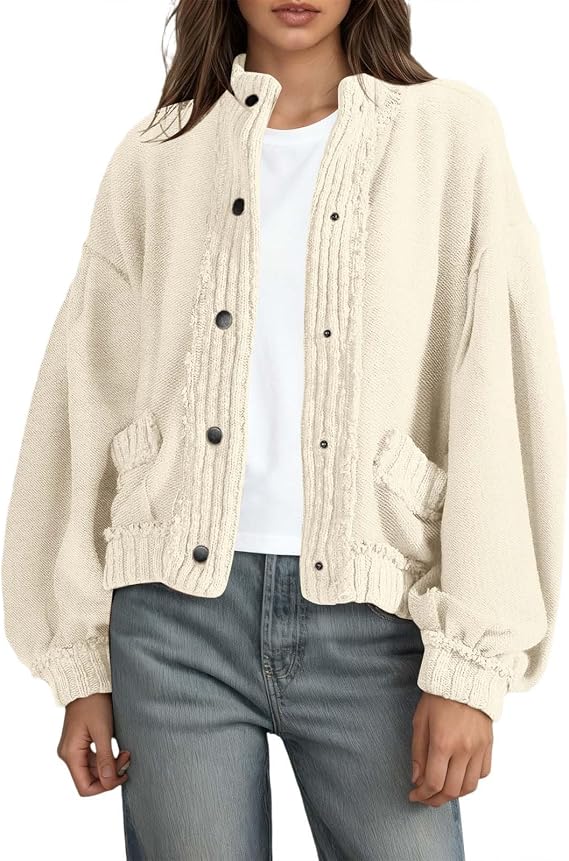 Womens Sweatshirt Cardigan Lightweight Button Down Fall Jackets Casual Long Sleeve Sweaters Cardigans with Pockets