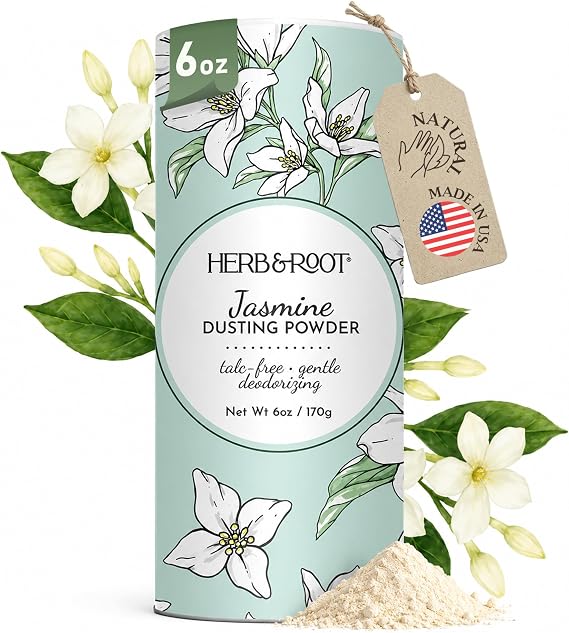Herb & Root Talc Free Body Dusting Powders. Rose, Vanila, Sandalwood, Lavender, Jasmine, and Gift Sets (Full Size, Jasmine)