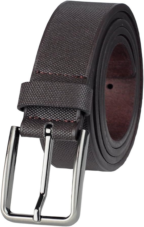 Eurosport Men's Textured Bonded Leather Casual Cut-To-Fit Belt with Square Buckle