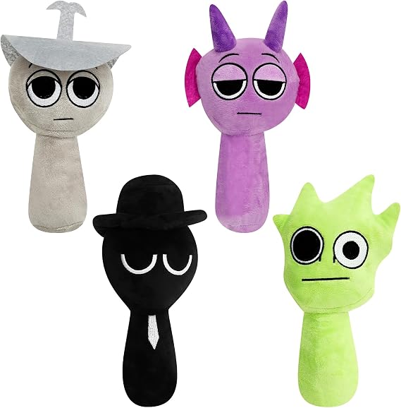 4Pcs S-prunki Plushies, 9.45'' S-prunki Plush Toys for Games Fans, Funny Soft Stuffed Pillow Mini Figure Doll Halloween Christmas Birthday Gifts Home Decor for Adult Kids(Style 2)