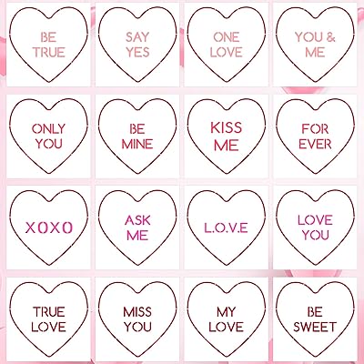 16 Pieces Valentines Day Heart Stencils Love Heart Templates Stencils Reusable Kiss Me XOXO Stencil Template Envelope Stencils for DIY Painting on Wood Wall Canvas Home Decor