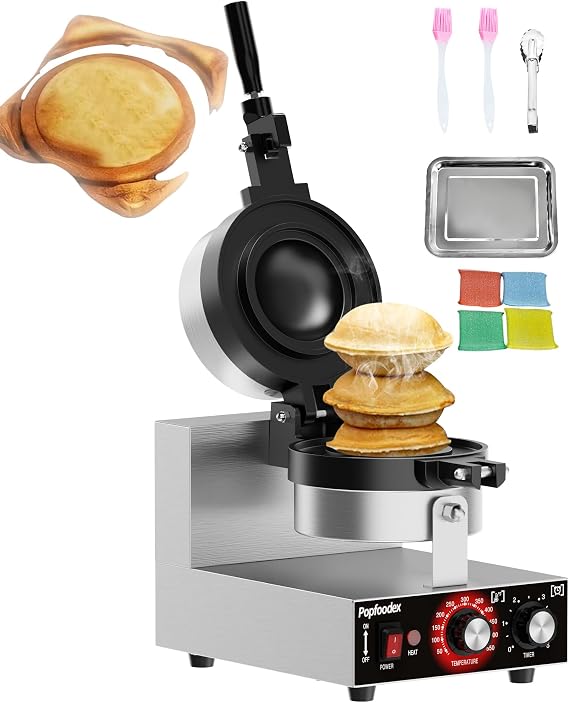 Ufo Burger Maker Machine, 110V Electric Ufo Sandwich Maker w/Adjustable Temperature and Timer, Stainless Steel Ice Cream Burger Maker for Dining Room, Kitchen, Restaurant, Burger Sealer