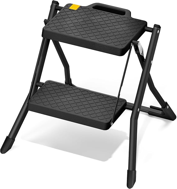 Urackify 2 Step Stool with Wide Non-Slip Pedals & Safety Lock