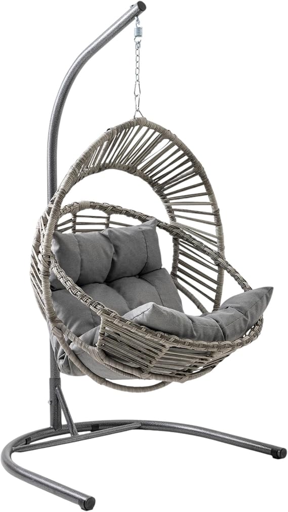 Nobel | Tekli Rattan Bahçe Salıncağı | Rehome Balkon Salıncağı Gri