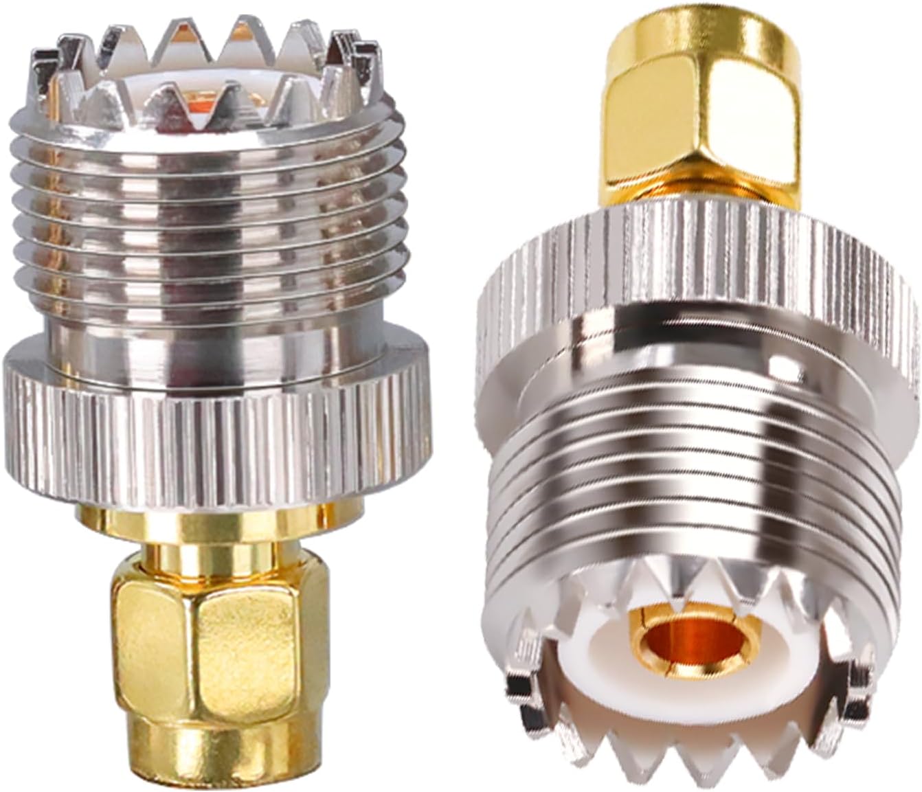 TUOLNK SMA to PL259 Adapter, 2pcs, Male to Female, Gold and Silver, Pure Copper and Nickel Plated, 50 Ohm, Low-Loss