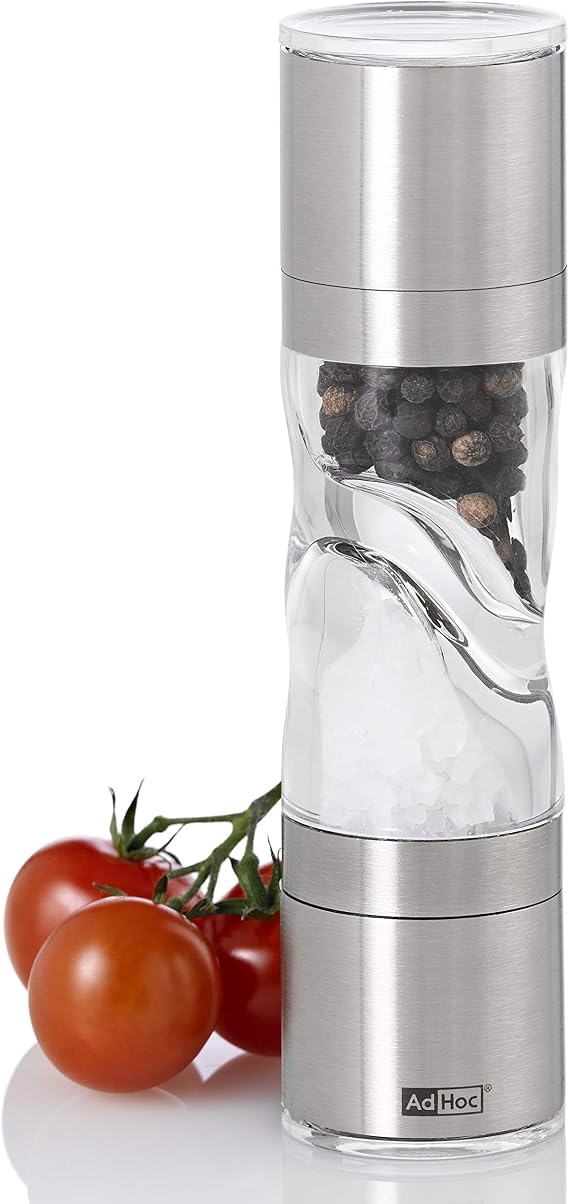 AdHoc Mini Duomill Pure Salt & Pepper Combo Mill, Stainless Steel 5.9"