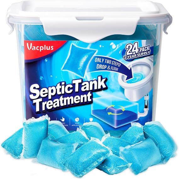 Vacplus Septic Tank Treatment, 24 Pack, 2-Year Supply