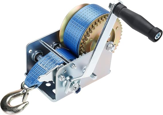 BOOMSTART Manual Hand Winch Cable Webbing Strap for Boat Trailer Caravan Marine
