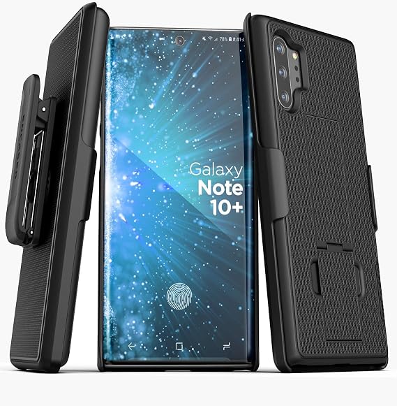 Encased Belt Clip Case Compatible with Samsung Galaxy Note 10 Plus (2019 DuraClip) Ultra Slim Cover with Holster, Matte Black (for Samsung Note 10+)