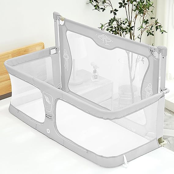 3 in 1 Baby bassinets bedside sleeper, for co sleeper for baby in bed, Portable Crib and Bed Rail for Co-Sleeping Babies, Bed Side Lifting Fence with Adjustable Height, Easy to Assemble ( Color : Crea