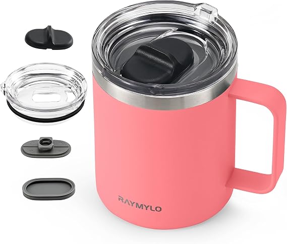 RAYMYLO Insulated Travel Coffee Mug with Handle, Coffee Tumbler Cup 12oz