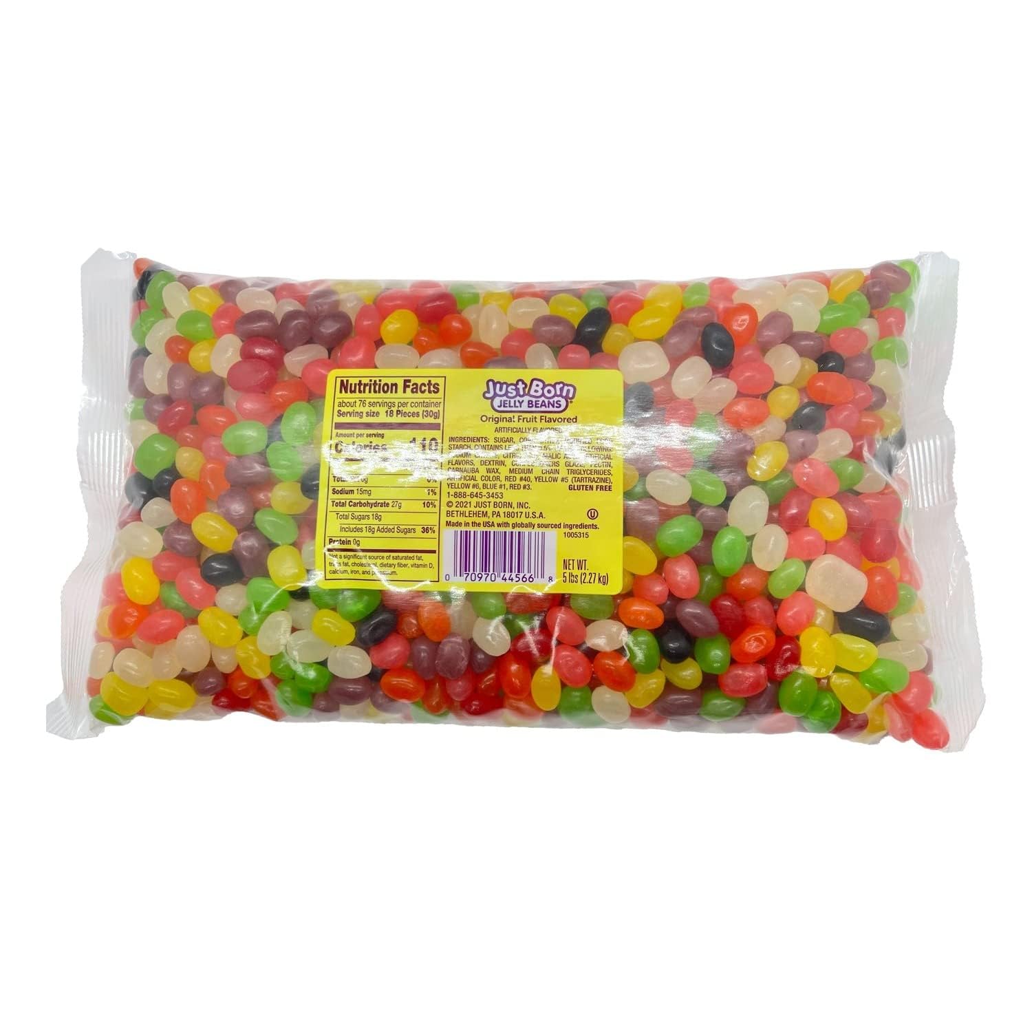 Just Born Original Fruit Flavored Jelly Beans Colorful Jelly Beans Party Mix Candy Buffet Bulk Candy-5 lb Bulk Bag