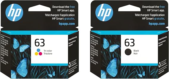 HP 63 Black and 63 Tri-Color Ink Cartridge 2 Pack for Printers | Works with Printer Series: DeskJet 1112, 2130, 3630; Envy 4510, 4520; OfficeJet 3830, 4650, 5200