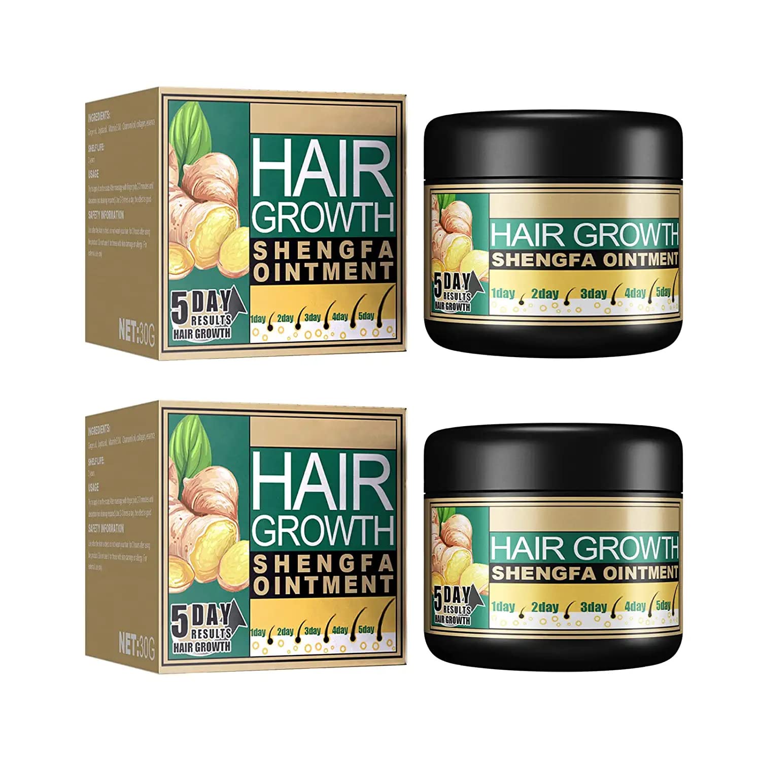 Ginagen Hair Regrowth Ginger Extract Cream, Natural Hair Growth Ginger Cream, Ginger Germinal Conditioner, Moisturizing Scalp Massage Hair Follicle Hair Care 2PCS
