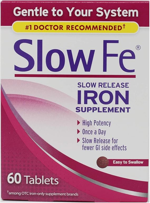 Slow Fe, High Potency Iron 45 mg, Slow Release - 60 Tablets