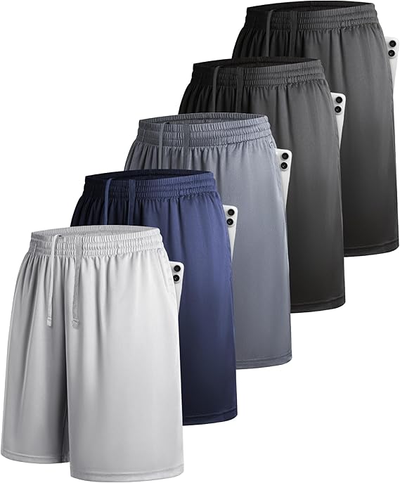 Men's Shorts UK Gym Sports Running Quick Dry Shorts 3/5Pcs | Breathable,lightweight fabric.Side pockets,elastic waist.Ideal for gym,running,outdoor,basketball,football & training