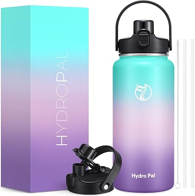 Half Gallon Insulated Water Bottle With 2-in-1 Lid ChugStraw, 64oz Double Walled Vacuum Stainless Steel, Wide Mouth Insulated Thermos Water Jug