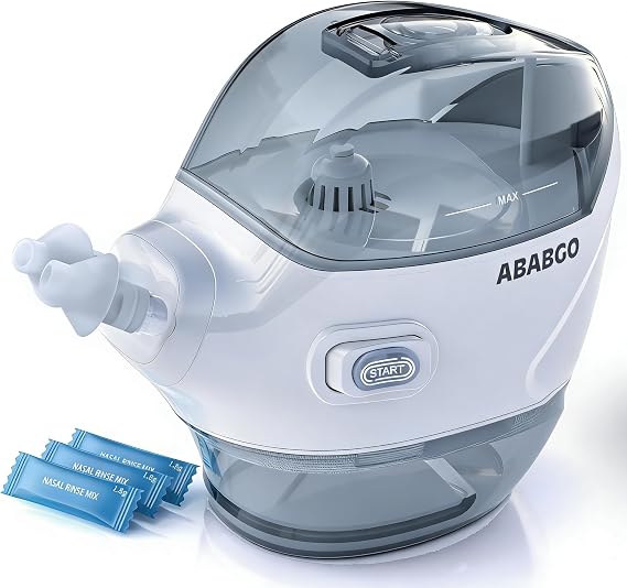 Nasal Irrigation System - Electric Neti Pot Sinus Rinse Machine for Nasal Care, Nose Cleaner Device with 30 Salt Packets and a Measuring Cup, Suitable for Adult Nasal Wash (Dove Grey, 200ML)