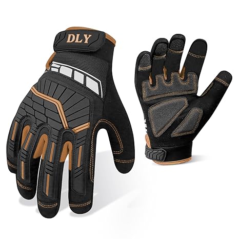DLY Heavy Duty Mechanics Impact Protection Safety Work Gloves for Men | TPR anti-vibration shock absorption, reliable safety guard, wear resistant, soft comfortable, touch screen functional