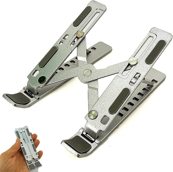 coverzone Mini Metal Stand Katlanabilir Çantada Taşınabilir Folding Alüminyum 8 Kademeli Telefon ve Tablet Standı 13 cm Mini Dizayn | RT008 Silver