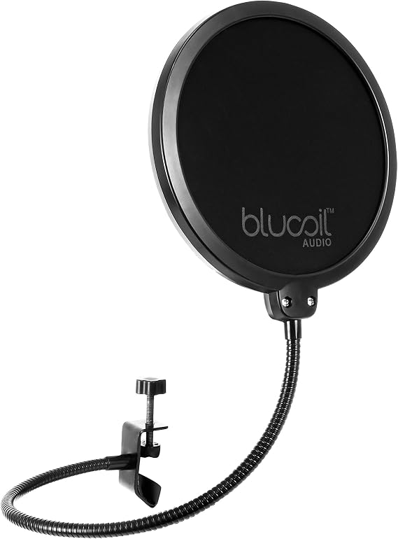 Pop Filter Windscreen for Professional Handheld Microphones - Double Layer Screen with Flexible Gooseneck Clip and Swivel Mount for Podcasts, Livestreams, Studio Recording, and Broadcast