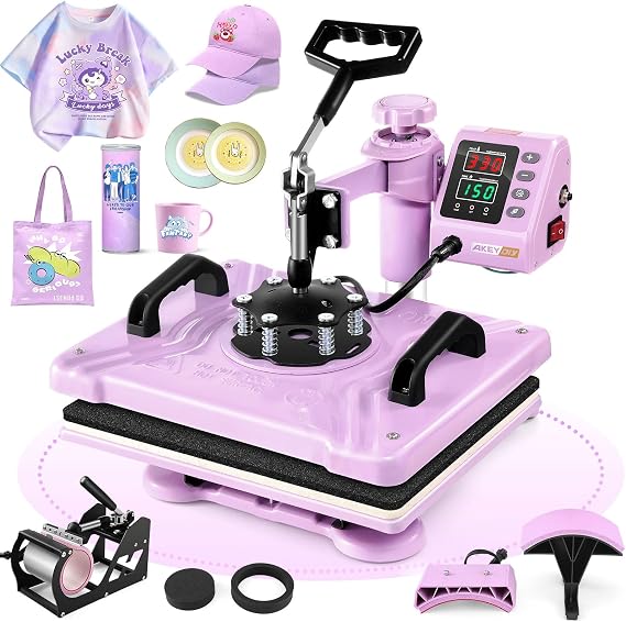 AKEYDIY Heat Press Machine for Tshirts, 5 in 1 Sublimation Machine 12"x15"