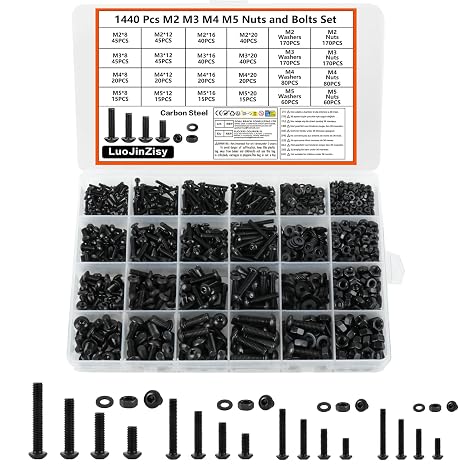 1440-Piece M2 M3 M4 M5 Screws Set Pan Head Screws Nuts Set