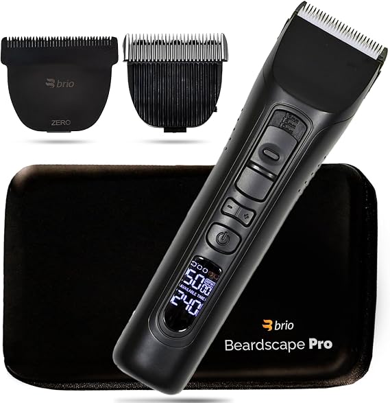 Brio Beardscape V1 Black Bundled with Zero Blade, Body Blade & Pro Travel Case, Featuring Adjustable Ceramic Blade & Length Guards, a Complete Kit for All Your Grooming Needs