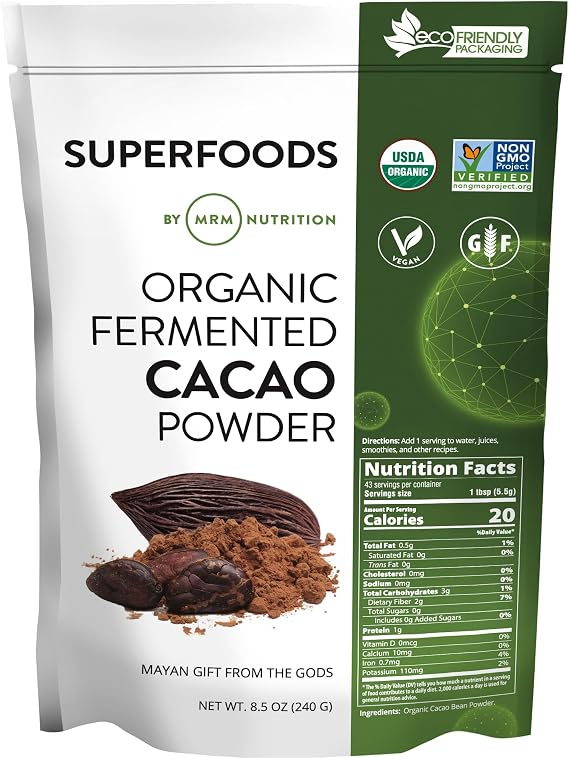 MRM Nutrition Organic Fermented Cacao Powder with Flavonoids - 43 Servings