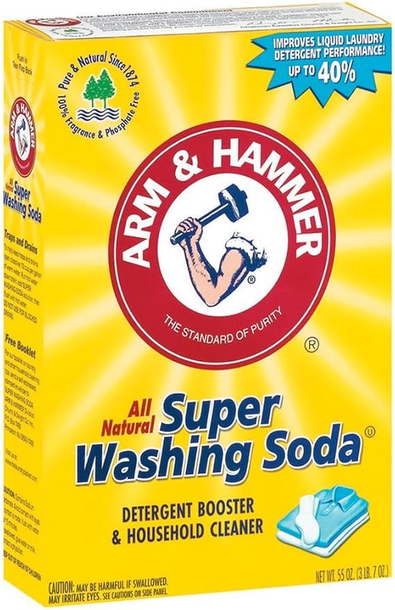Arm & Hammer Household Super Washing Soda Detergent Booster, 55 Ounces (12 Pack)