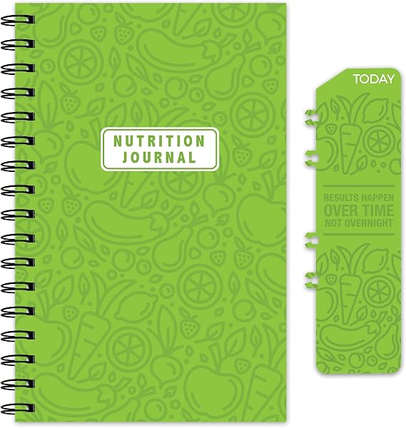 Global Printed Products 6" x 8.5" Daily Food Diary, Nutrition Planner, Health Journal, Meal Planner: Clip-in Bookmark, Sturdy Binding, Thick Pages & Laminated Protective Cover (Green)