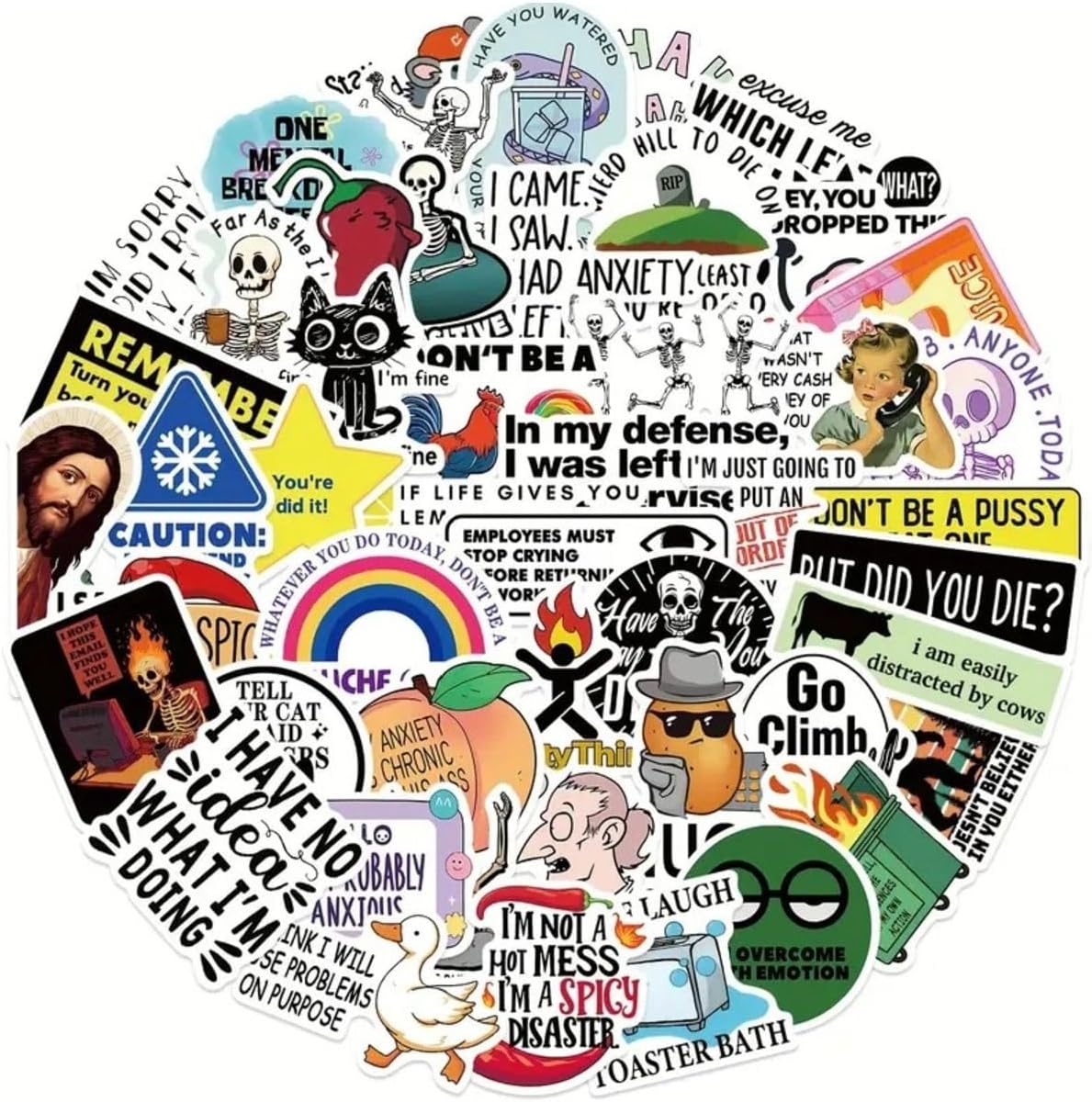50Li Snarky Cartoon Meme Stickers, Sticker Seti Laptop Notebook Tablet Sticker Seti